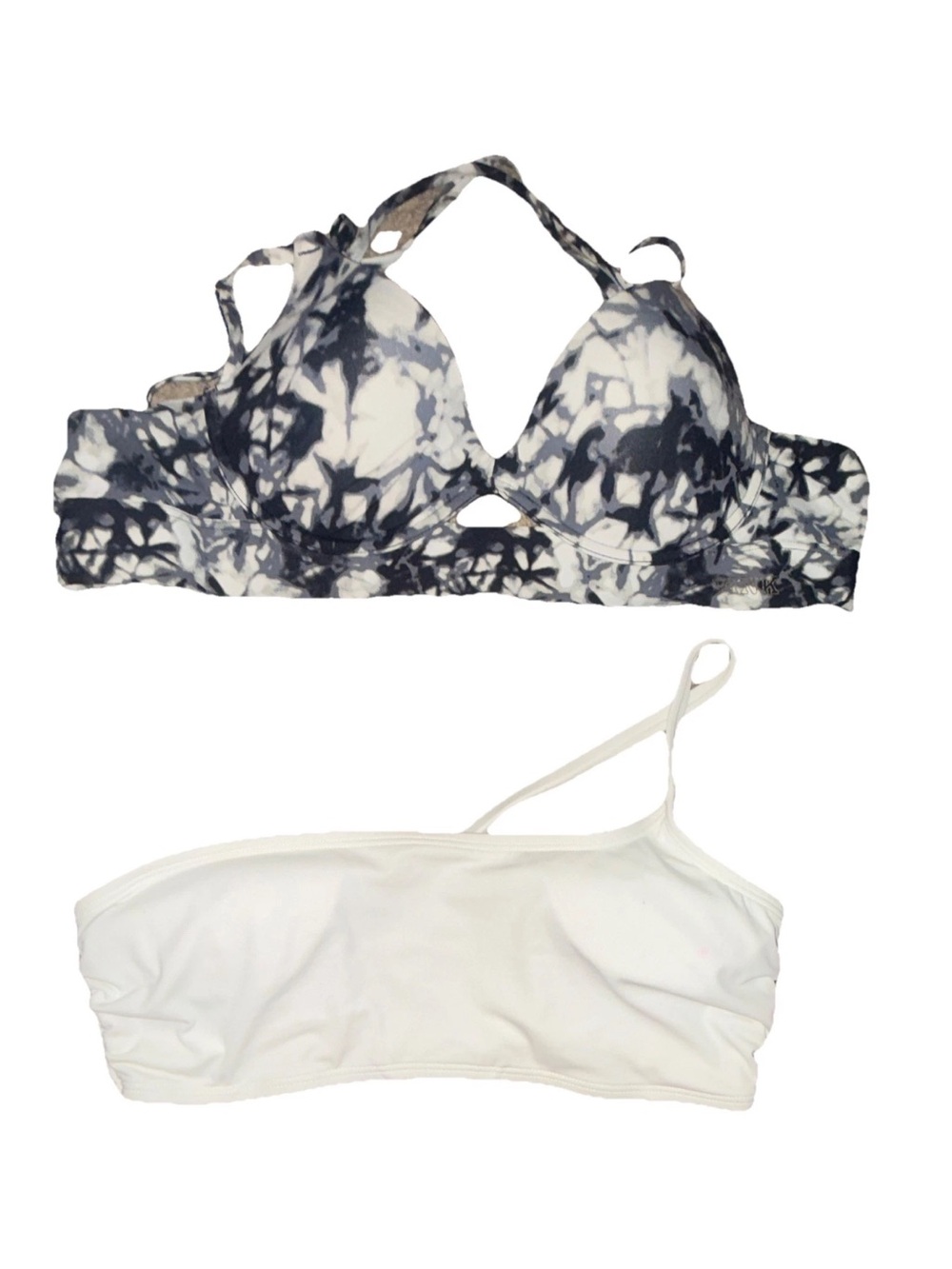 Victoria's Secret Tie-Dye Black & White Bikini Top Set